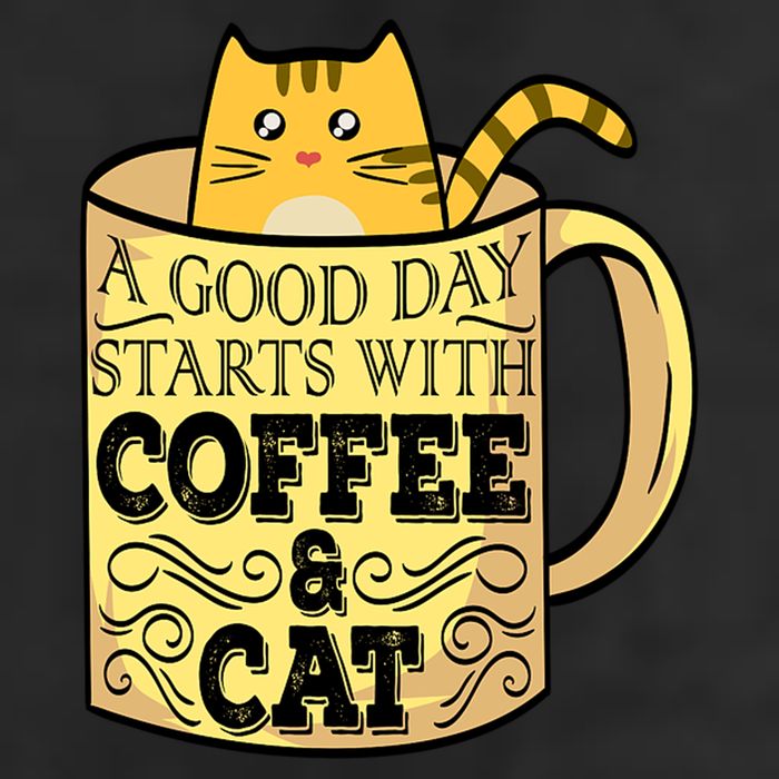 A Good Day Starts With Coffee And Cat Funny 7 Panel Mesh Trucker Snapback Hat