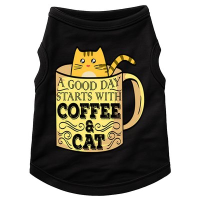 A Good Day Starts With Coffee And Cat Funny Doggie Tank
