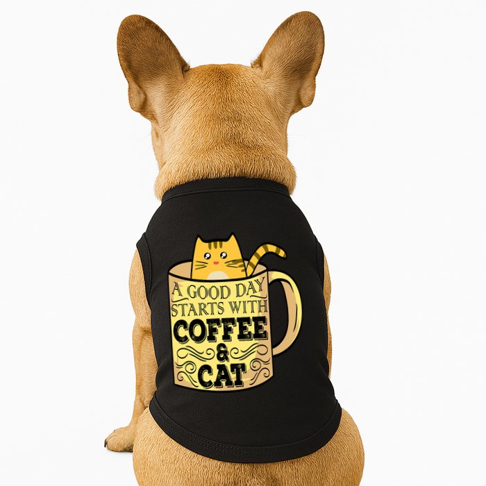 A Good Day Starts With Coffee And Cat Funny Doggie Tank