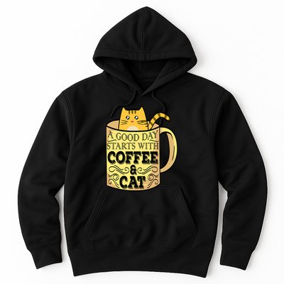 A Good Day Starts With Coffee And Cat Funny Hoodie