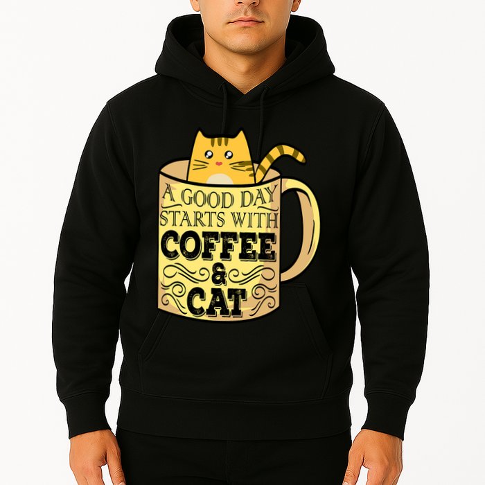 A Good Day Starts With Coffee And Cat Funny Hoodie