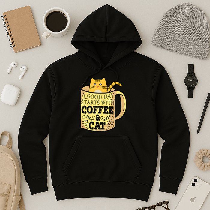 A Good Day Starts With Coffee And Cat Funny Hoodie
