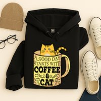 A Good Day Starts With Coffee And Cat Funny Hoodie