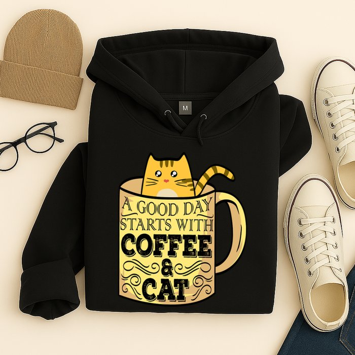 A Good Day Starts With Coffee And Cat Funny Hoodie
