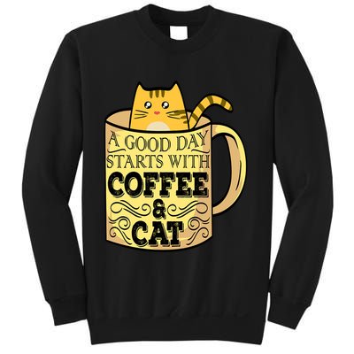 A Good Day Starts With Coffee And Cat Funny Sweatshirt