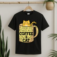 A Good Day Starts With Coffee And Cat Funny T-Shirt