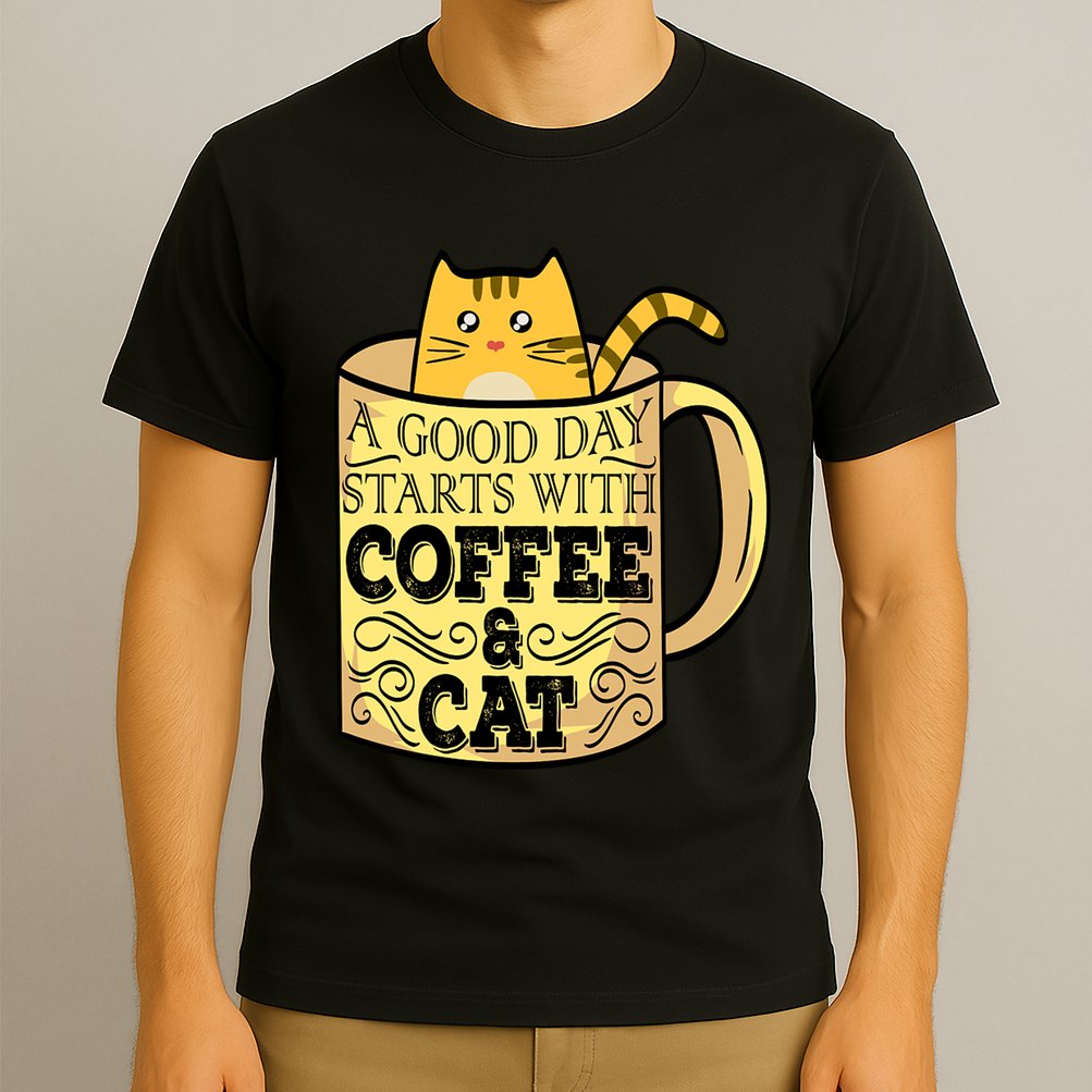A Good Day Starts With Coffee And Cat Funny T-Shirt