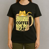 A Good Day Starts With Coffee And Cat Funny T-Shirt