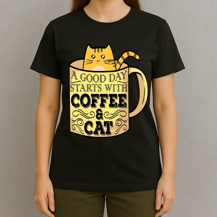 A Good Day Starts With Coffee And Cat Funny T-Shirt