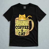 A Good Day Starts With Coffee And Cat Funny T-Shirt