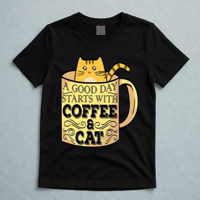 A Good Day Starts With Coffee And Cat Funny T-Shirt