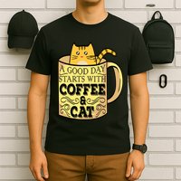 A Good Day Starts With Coffee And Cat Funny T-Shirt