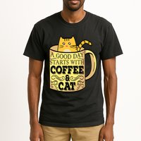 A Good Day Starts With Coffee And Cat Funny Tall T-Shirt