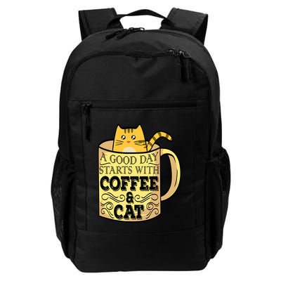 A Good Day Starts With Coffee And Cat Funny Daily Commute Backpack
