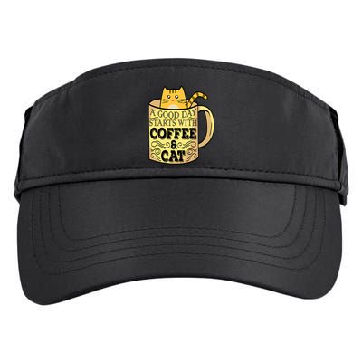 A Good Day Starts With Coffee And Cat Funny Adult Drive Performance Visor