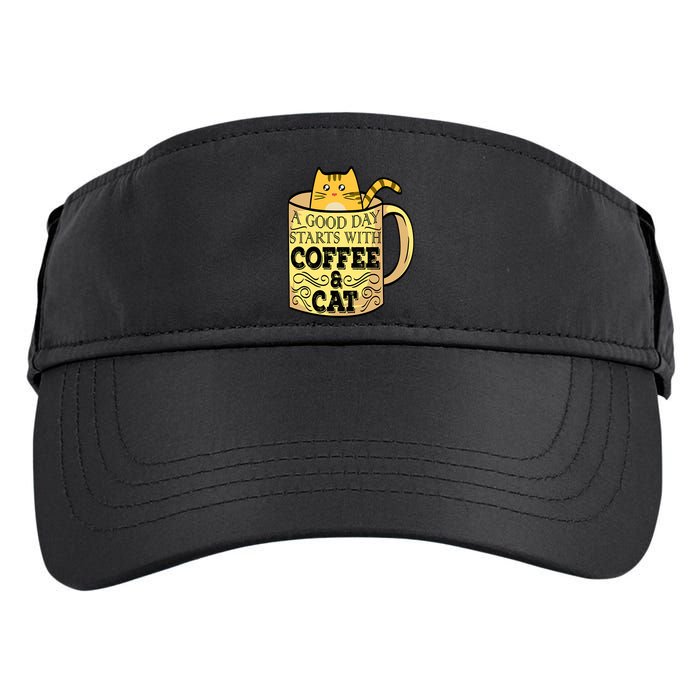 A Good Day Starts With Coffee And Cat Funny Adult Drive Performance Visor