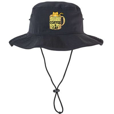A Good Day Starts With Coffee And Cat Funny Bucket Hat