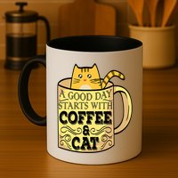 A Good Day Starts With Coffee And Cat Funny Mug