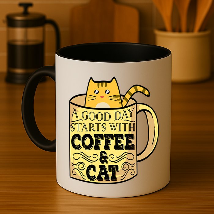 A Good Day Starts With Coffee And Cat Funny Mug