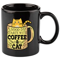 A Good Day Starts With Coffee And Cat Funny 11oz C Handle Ceramic Mug