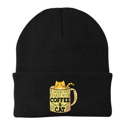 A Good Day Starts With Coffee And Cat Funny Beanie