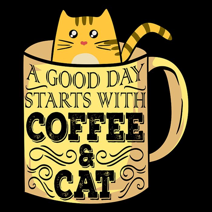 A Good Day Starts With Coffee And Cat Funny Drawstring Bag