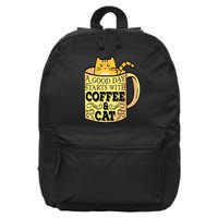 A Good Day Starts With Coffee And Cat Funny 16 in Basic Backpack
