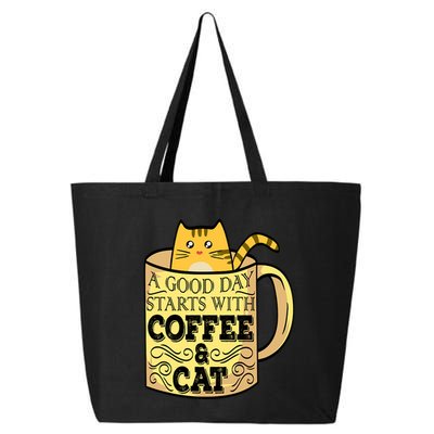 A Good Day Starts With Coffee And Cat Funny 25L Jumbo Tote