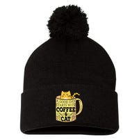 A Good Day Starts With Coffee And Cat Funny Pom Pom 12in Knit Beanie