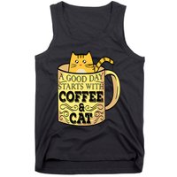 A Good Day Starts With Coffee And Cat Funny Tank Top