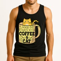 A Good Day Starts With Coffee And Cat Funny Tank Top