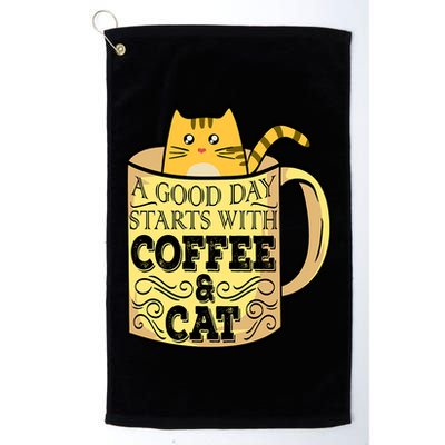A Good Day Starts With Coffee And Cat Funny Golf Towel