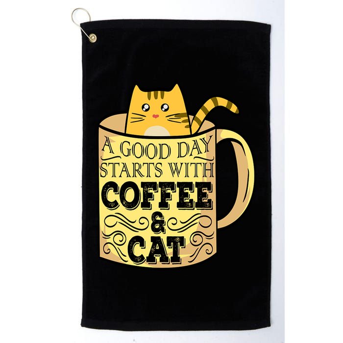 A Good Day Starts With Coffee And Cat Funny Golf Towel