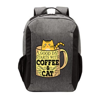 A Good Day Starts With Coffee And Cat Funny Vector Backpack
