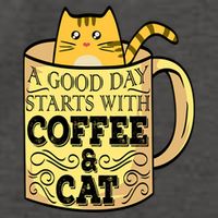 A Good Day Starts With Coffee And Cat Funny Vector Backpack