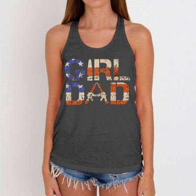 American Girl Dad Her Protector Forever Funny Father Of Gift For Dad Women's Knotted Racerback Tank