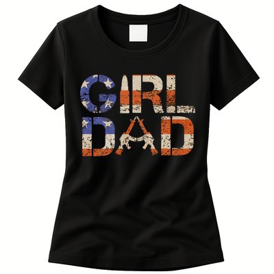 American Girl Dad Her Protector Forever Funny Father Of Gift For Dad Womens T-Shirt