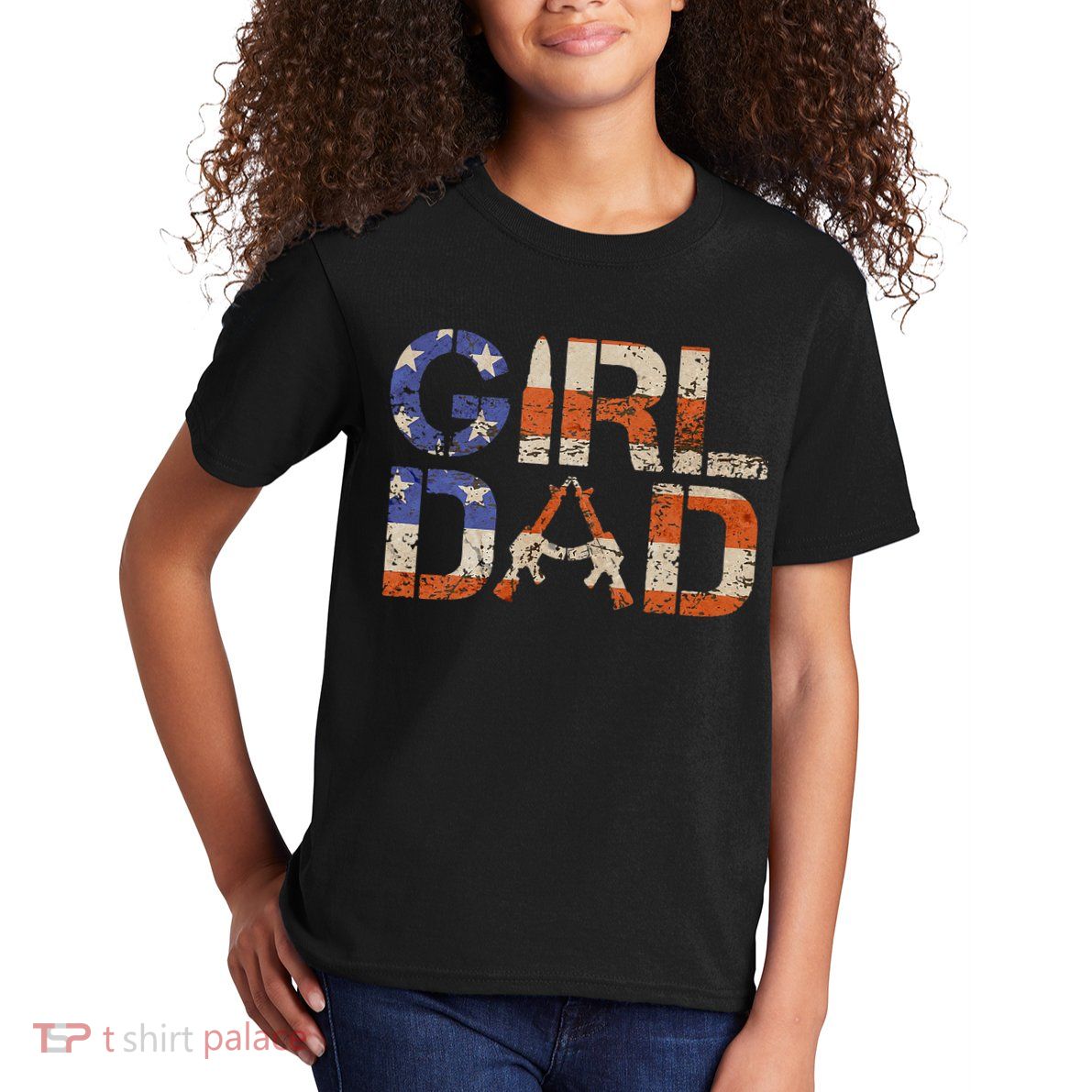 American Girl Dad Her Protector Forever Funny Father Of Gift For Dad Kids T-Shirt