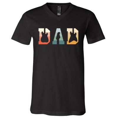 Acoustic Guitar Dad Guitarist Musical Instrument Musician V-Neck T-Shirt