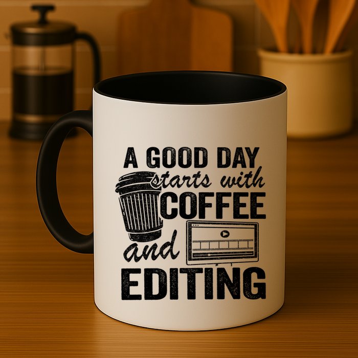 A Good Day Starts With Coffee And Editing Editor Filmmaker Funny Gift Mug