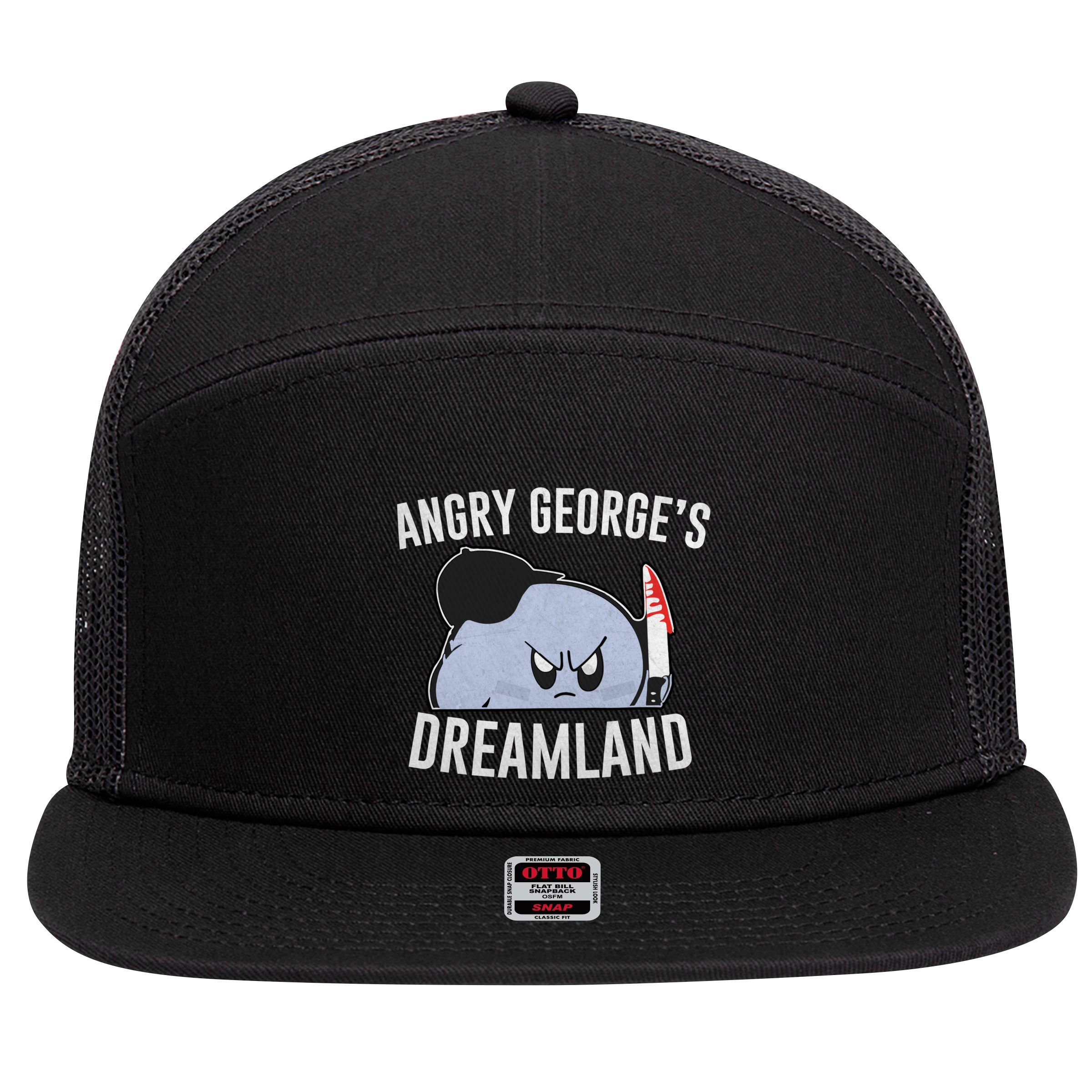 Angry GeorgeS Dreamland Funny Angry GeorgeS Dreamland 7 Panel Mesh Trucker Snapback Hat