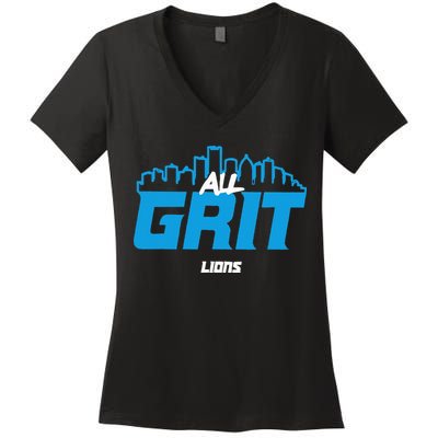 All Grit Detroit Women's V-Neck T-Shirt