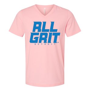 All Grit Detroit Football V-Neck T-Shirt