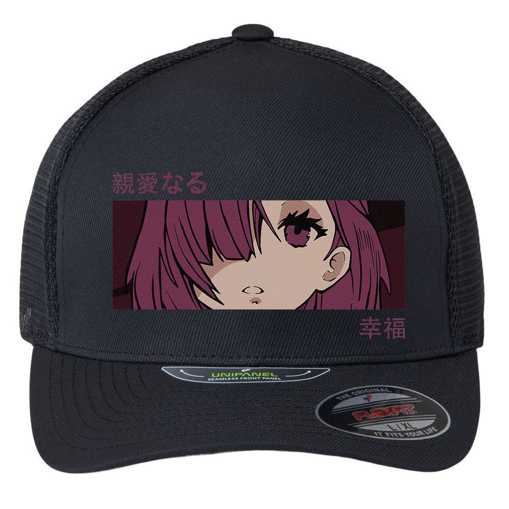 Anime Girl Eyes Japan Culture Art Japanese Aesthetic Flexfit Unipanel Trucker Cap