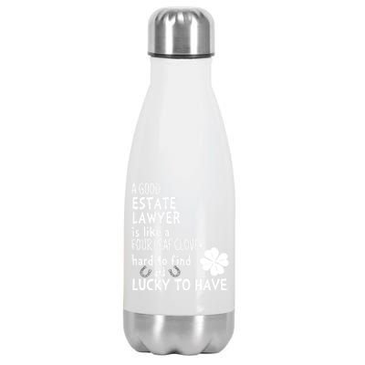 A Good Estate Lawyer Is Like A 4 Leaf Clover St Patricks Gift Stainless Steel Insulated Water Bottle