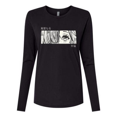 Anime Girl Eyes Japan Culture Art Japanese Aesthetic Womens Cotton Relaxed Long Sleeve T-Shirt