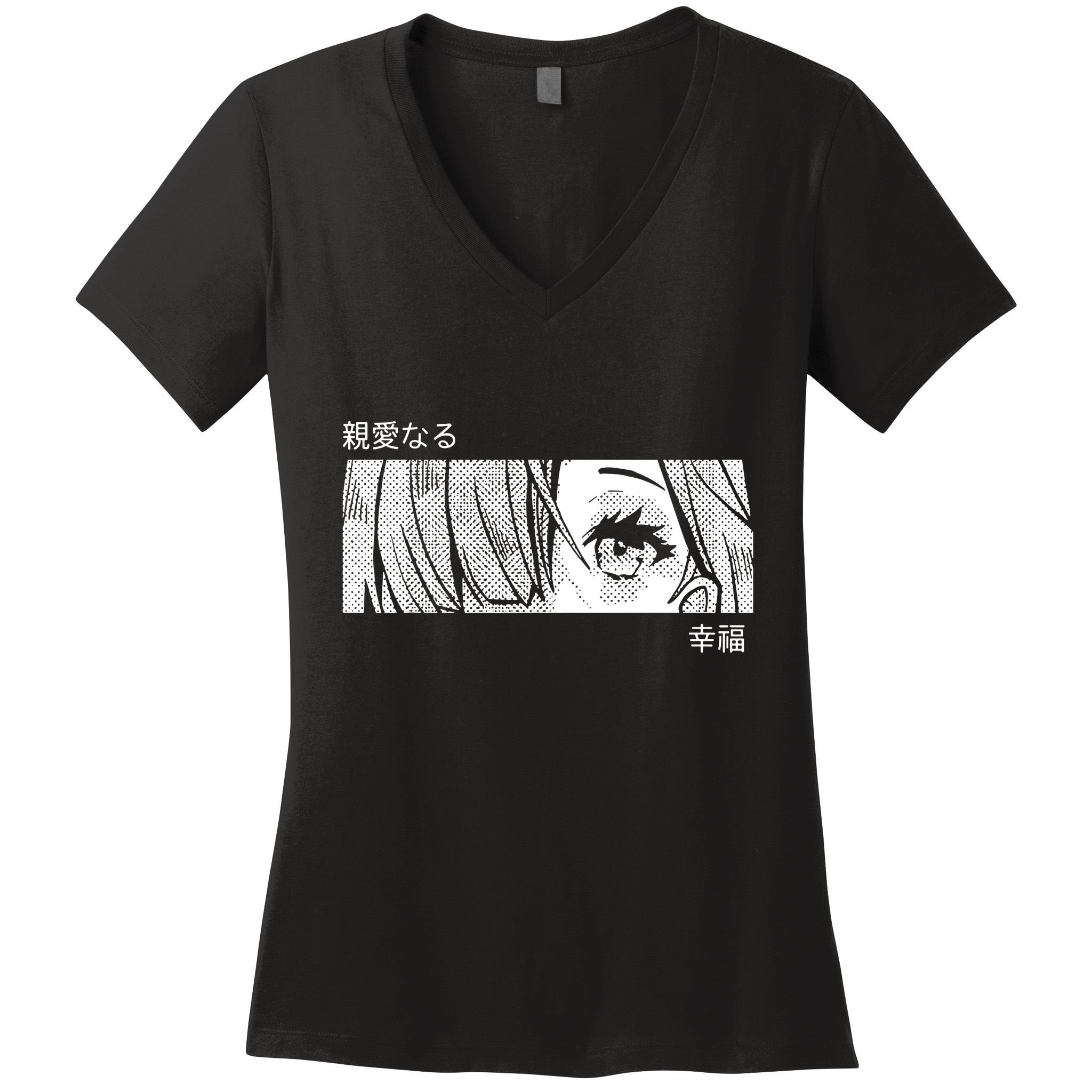 Anime Girl Eyes Cute Women's V-Neck T-Shirt