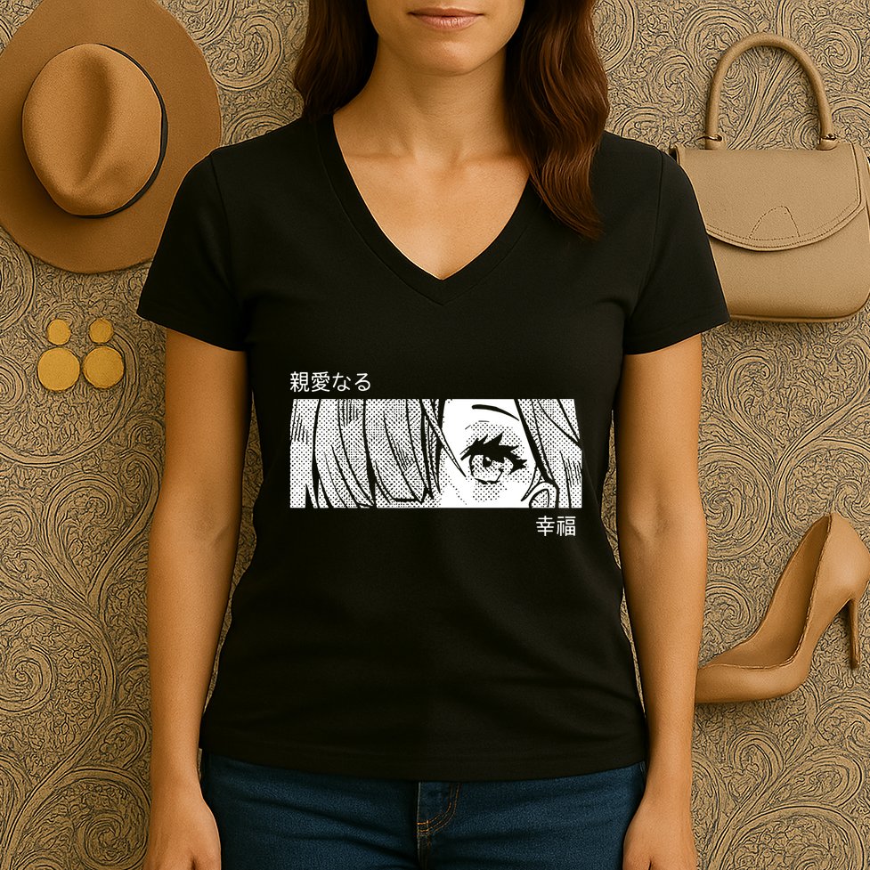 Anime Girl Eyes Cute Women's V-Neck T-Shirt