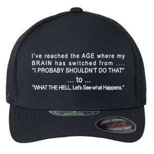 Aged Brain Funny Sarcastic Flexfit Unipanel Trucker Cap