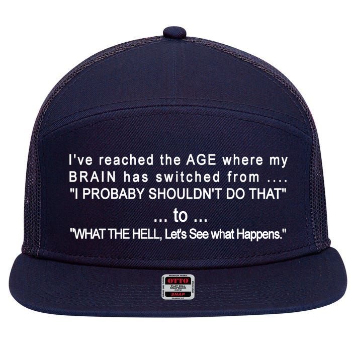 Aged Brain Funny Sarcastic 7 Panel Mesh Trucker Snapback Hat